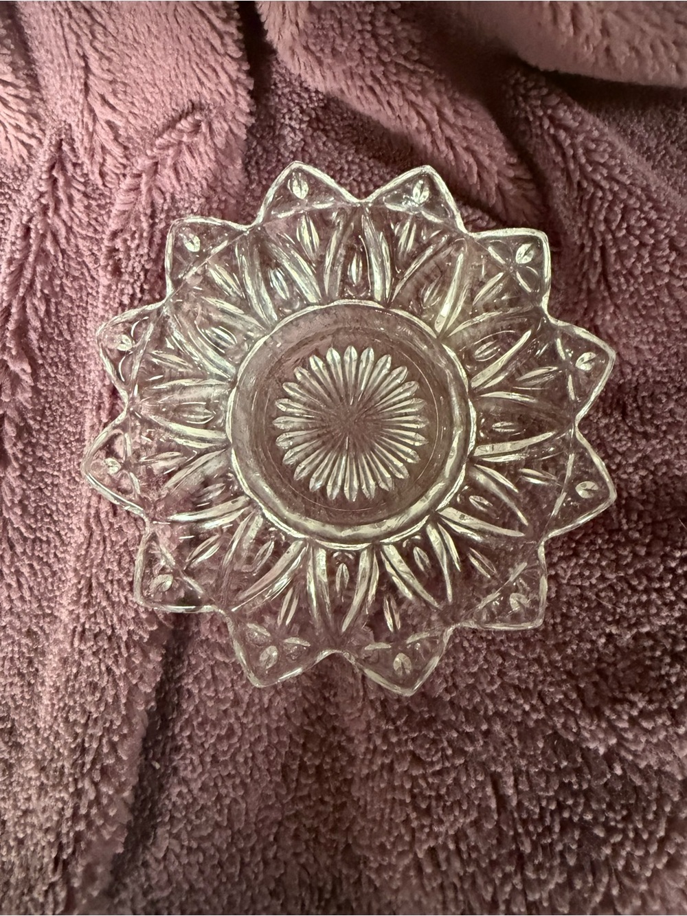 Vintage Clear Starburst Glass Trinket Dish